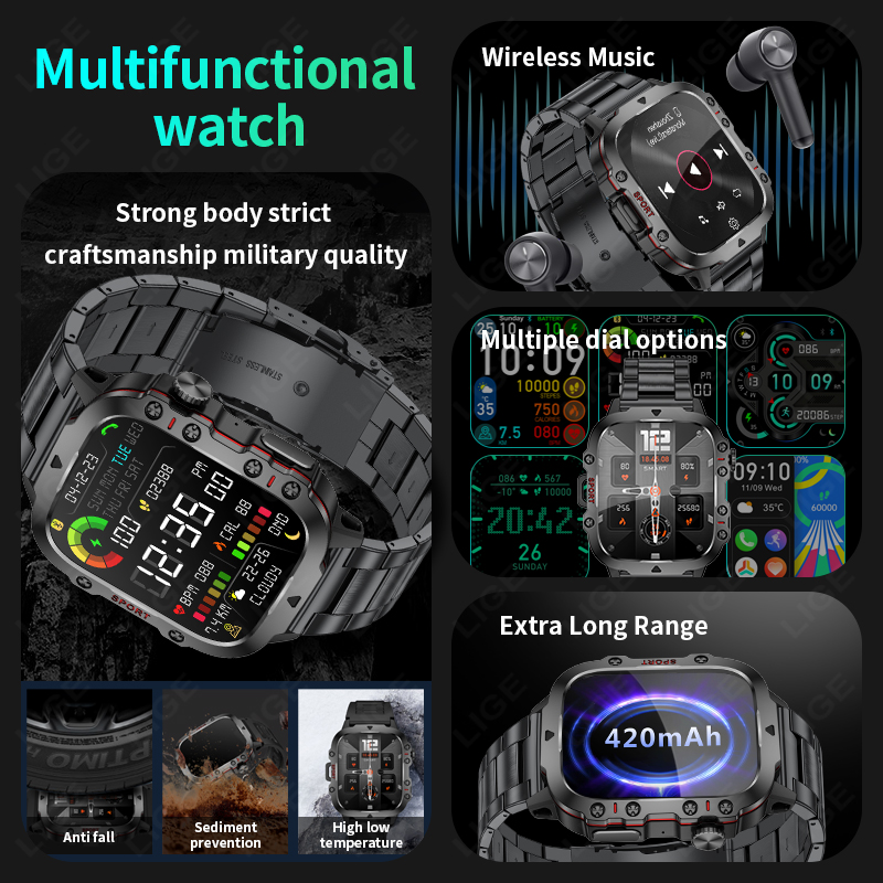 2026 Rugged Military Fitness S - Outdoor Sport Smart Watch ulasan dan harga