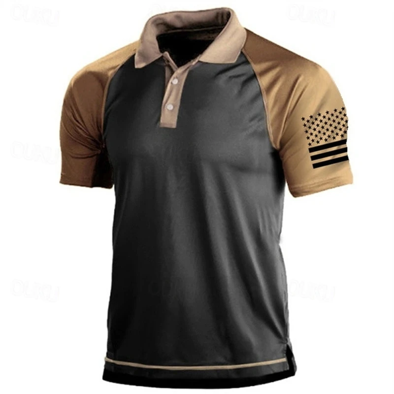 3D Print USA Flag Pattern Polo - Outdoor Sport Usa ulasan dan harga